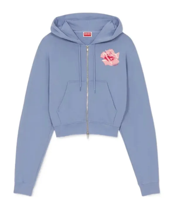 Rose Printed Zipped Hoodie