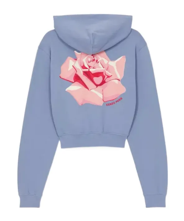 Rose Printed Zipped Hoodie
