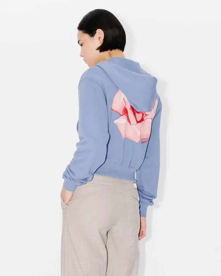 Rose Printed Zipped Hoodie