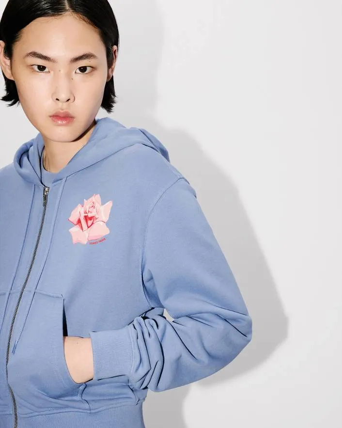 Rose Printed Zipped Hoodie