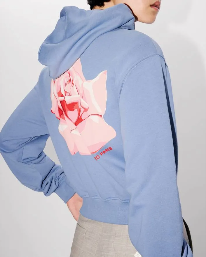 Rose Printed Zipped Hoodie