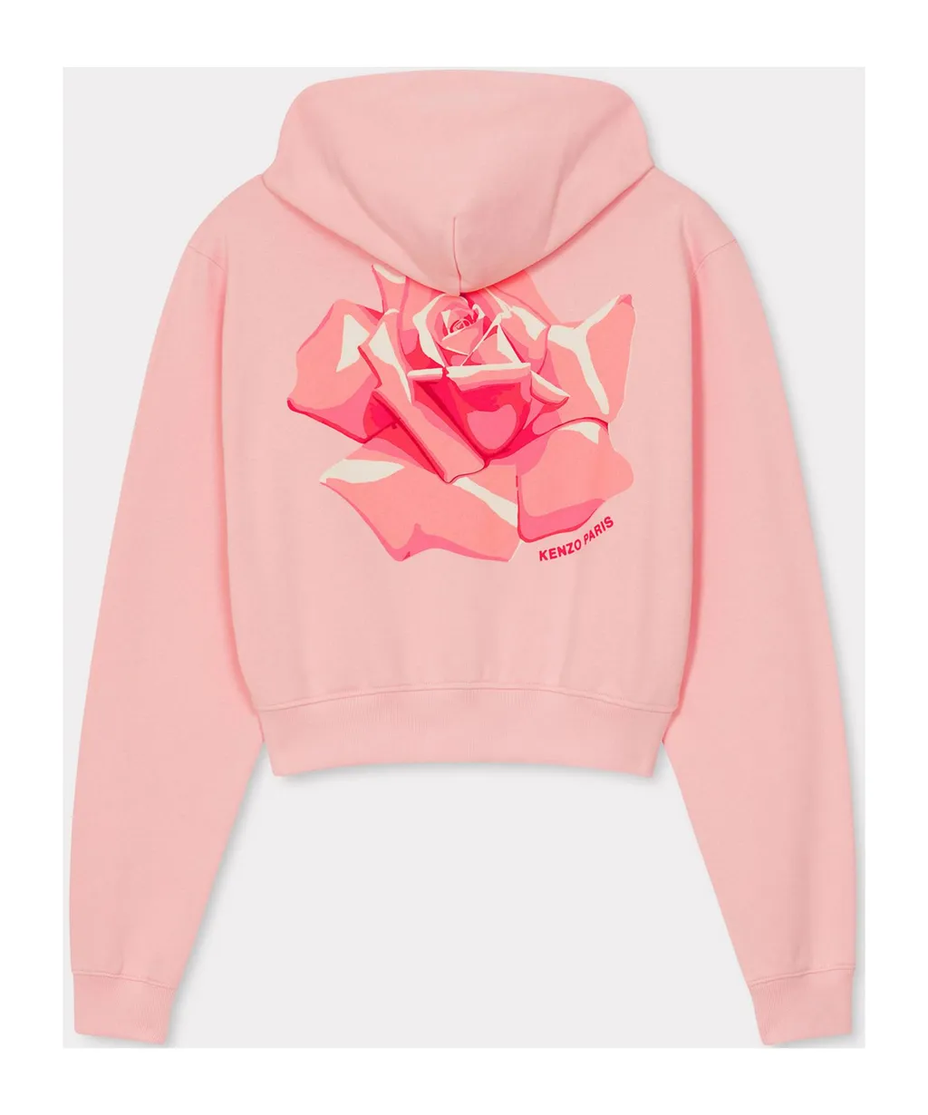 Rose Printed Zipped Hoodie
