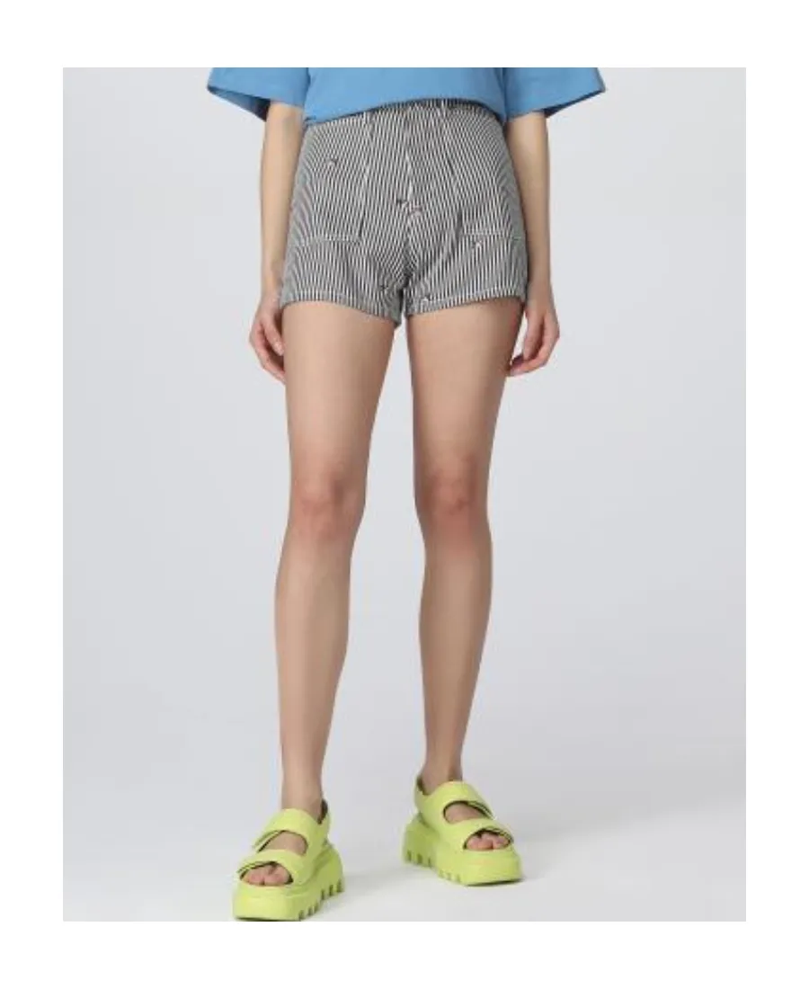 Striped Embroidered High-Waisted Shorts