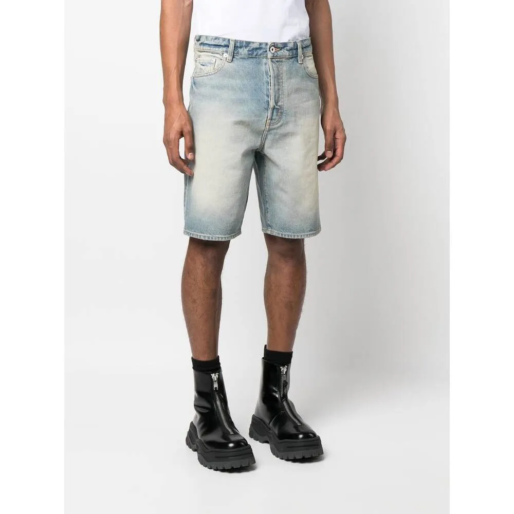 Knee-Length Faded Denim Shorts