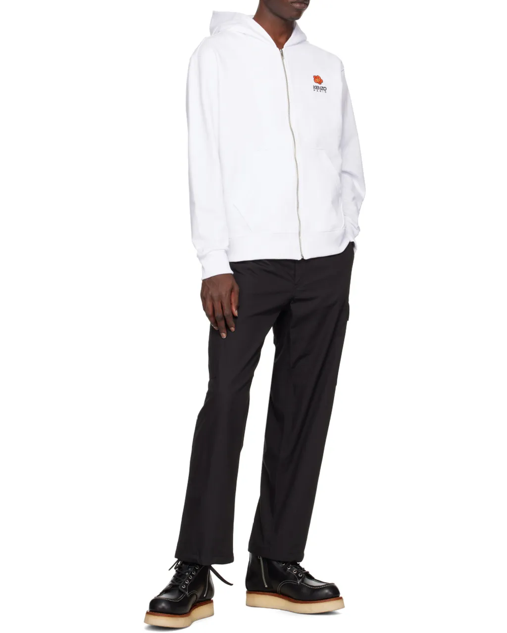 Hooded Zipped Boke Flower Crest Jumper
