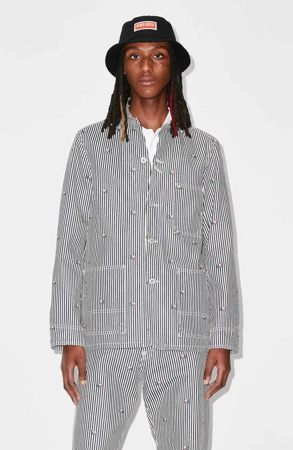 Pixel Striped Denim Workwear Jacket