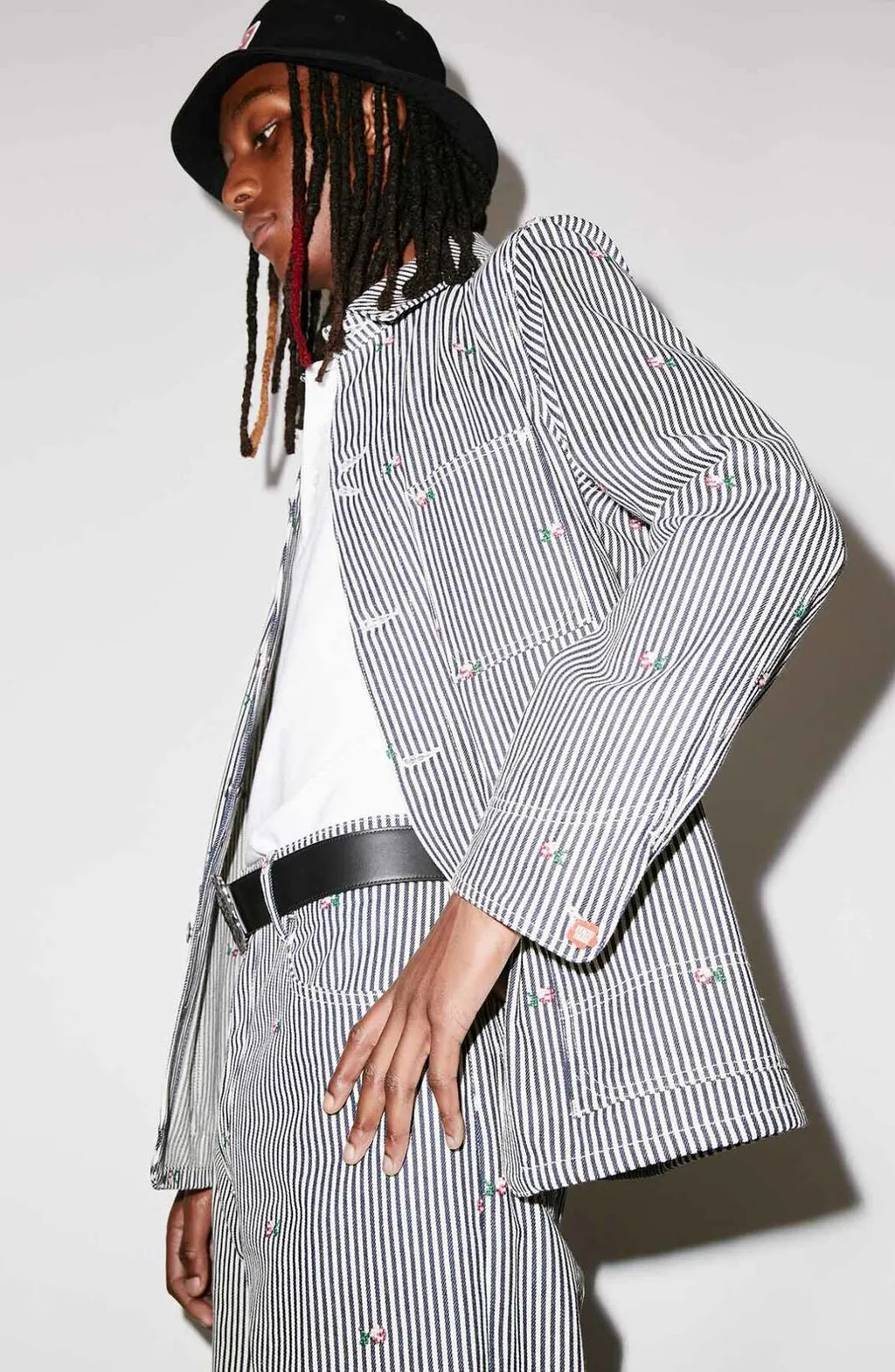 Pixel Striped Denim Workwear Jacket