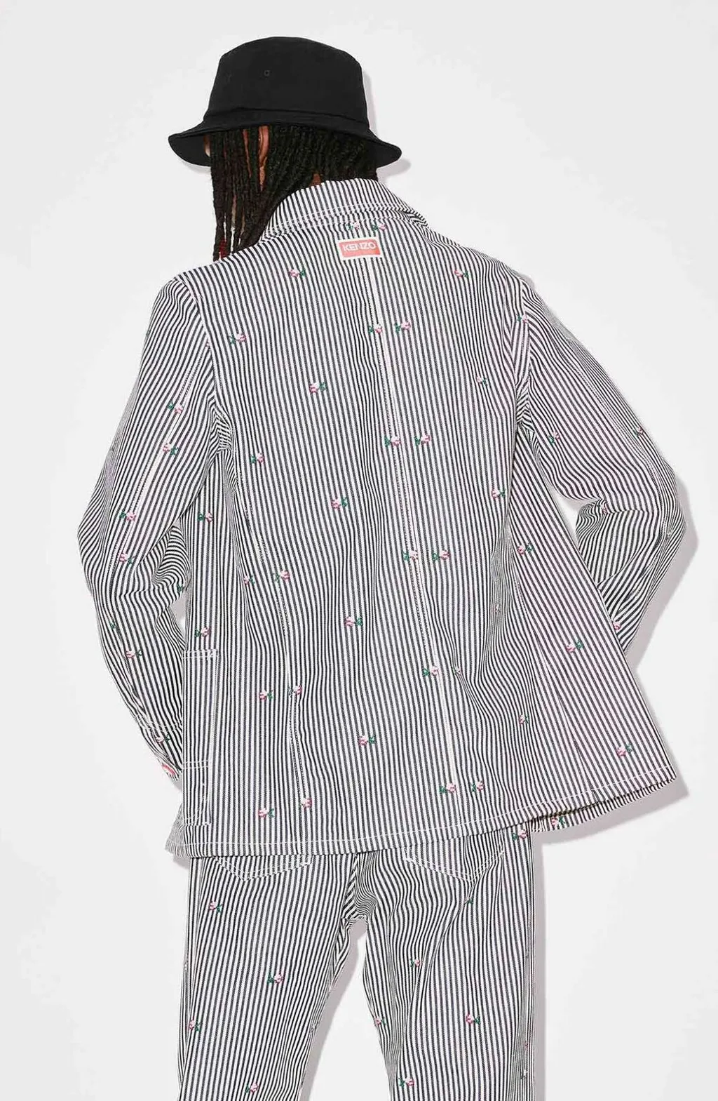 Pixel Striped Denim Workwear Jacket