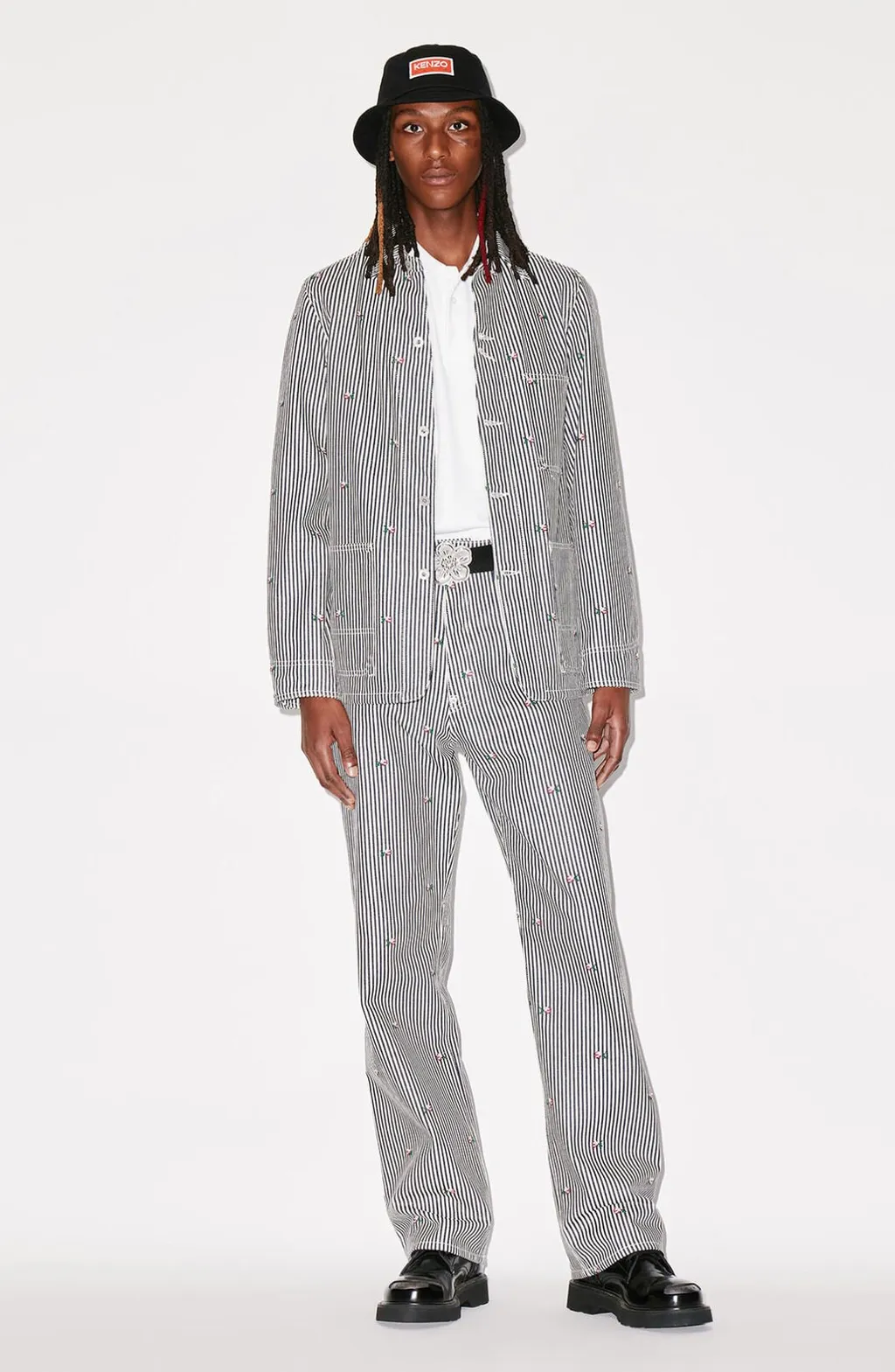 Pixel Striped Denim Workwear Jacket