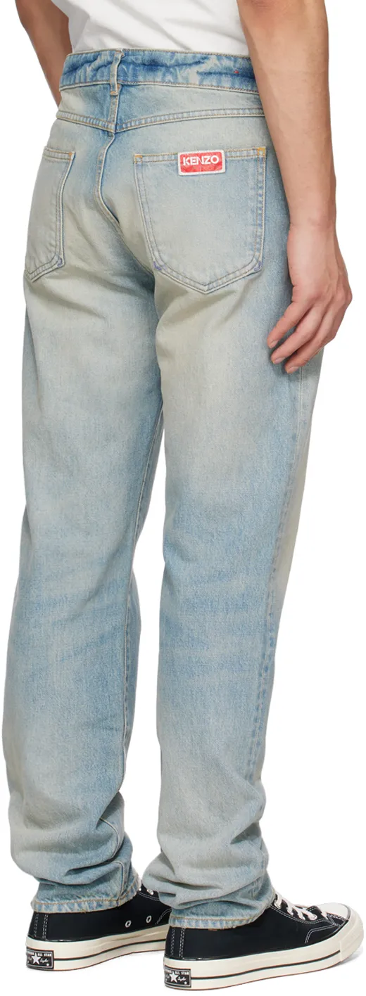Logo Patch Washed Jeans