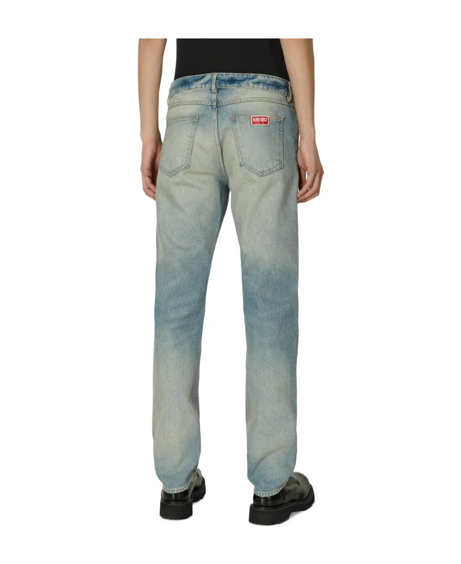 Logo Patch Washed Jeans