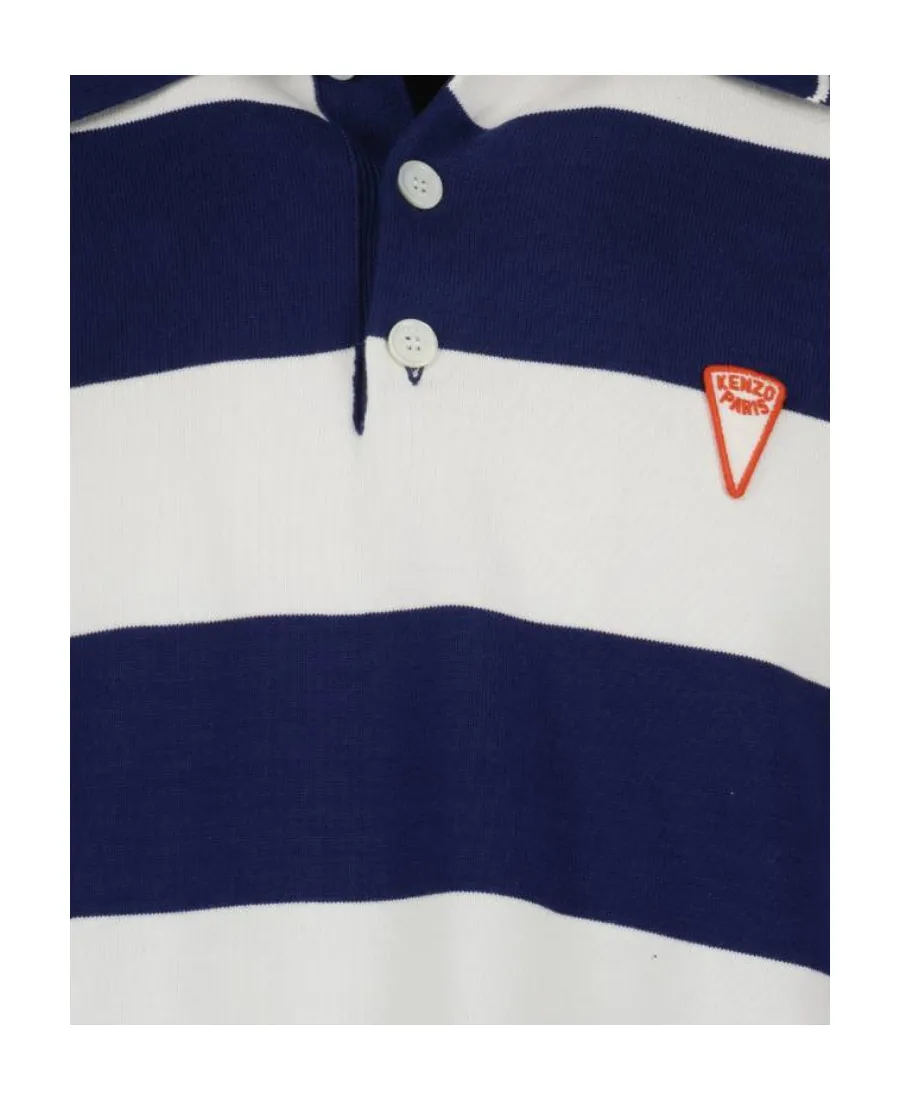 Logo-Patch Short-Sleeved Striped Polo Shirt