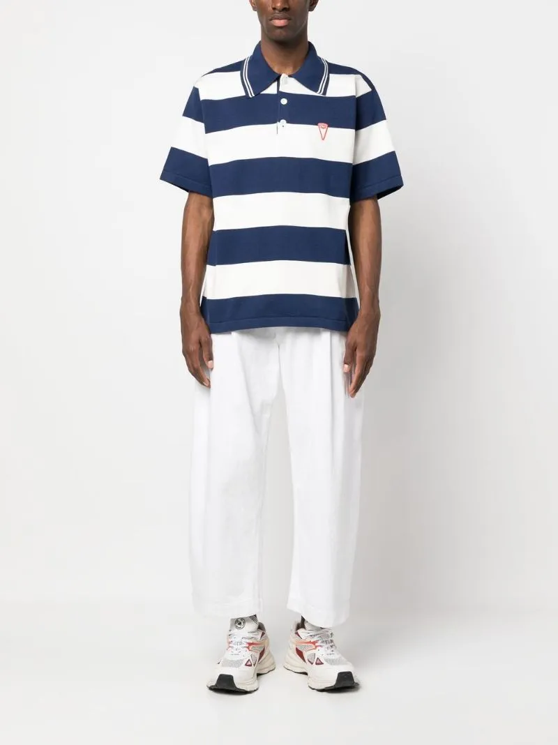 Logo-Patch Short-Sleeved Striped Polo Shirt
