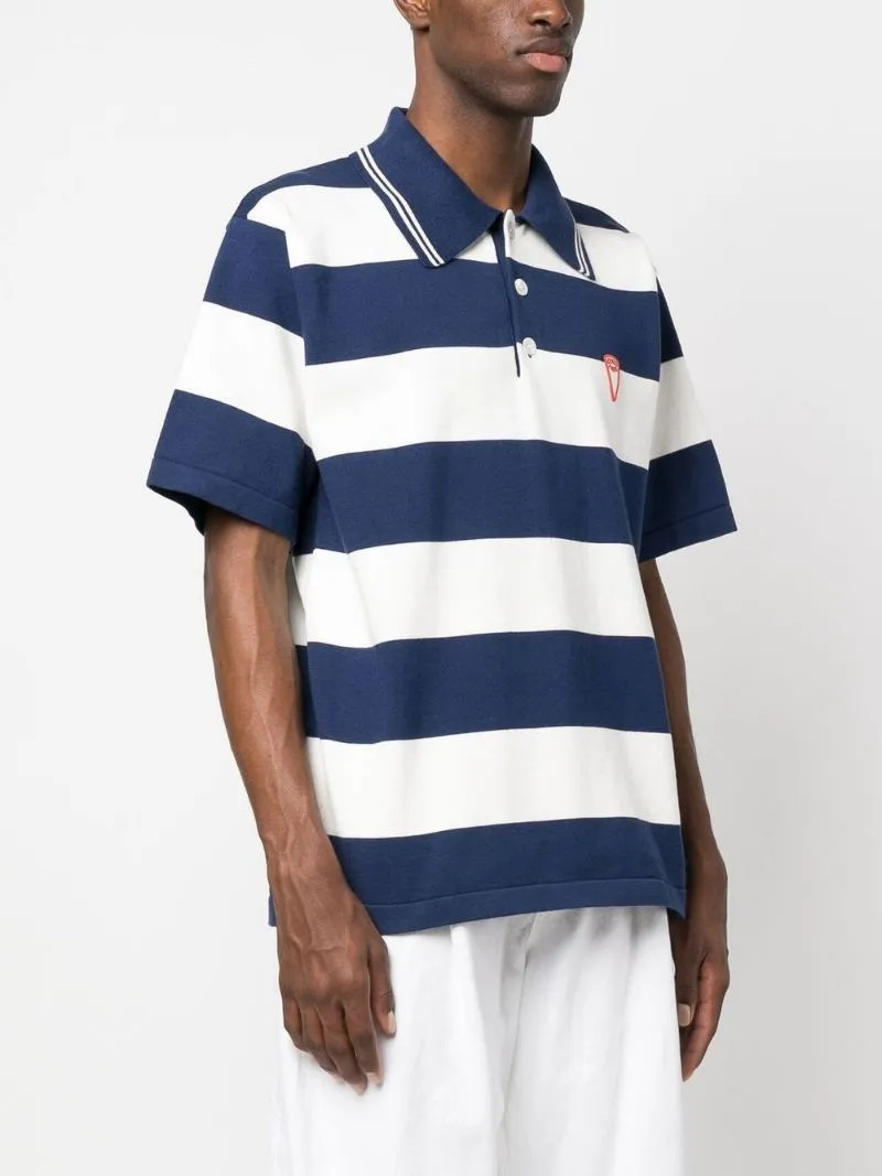 Logo-Patch Short-Sleeved Striped Polo Shirt