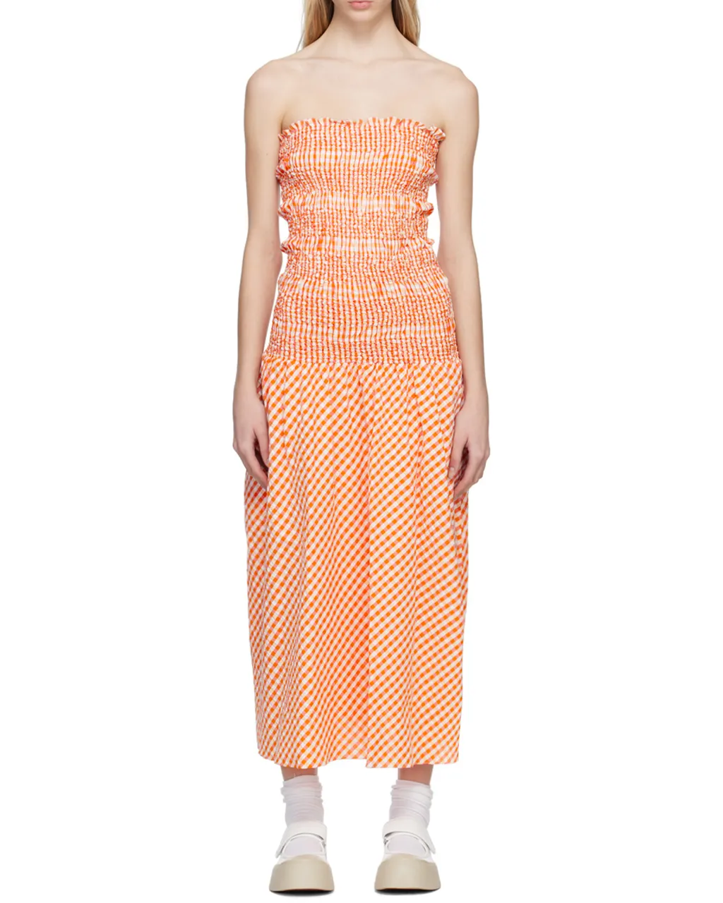Vichy Off-The-Shoulder Dress