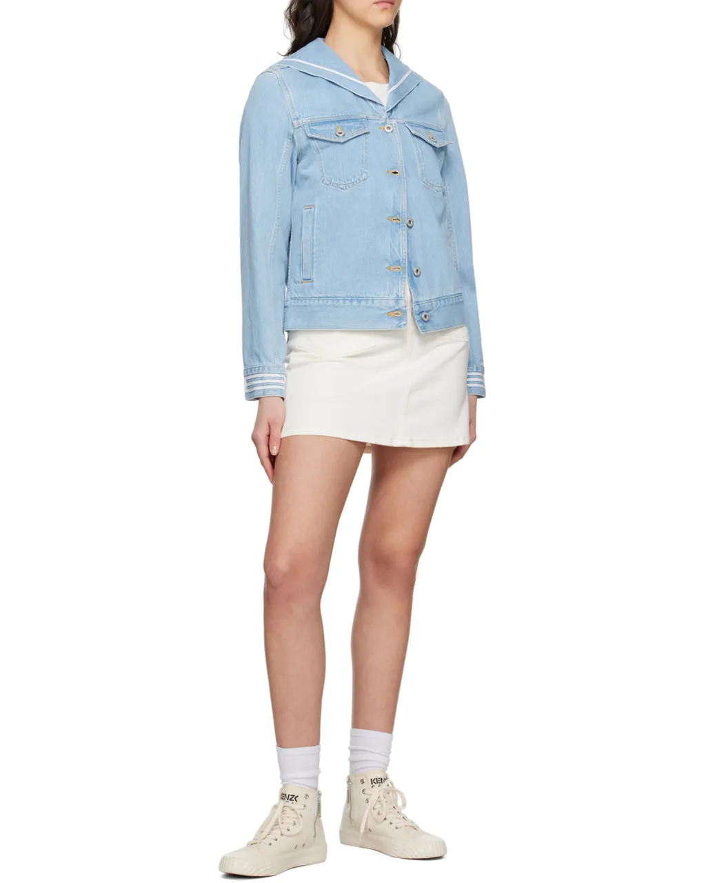 Logo Patch Denim Mini Skirt