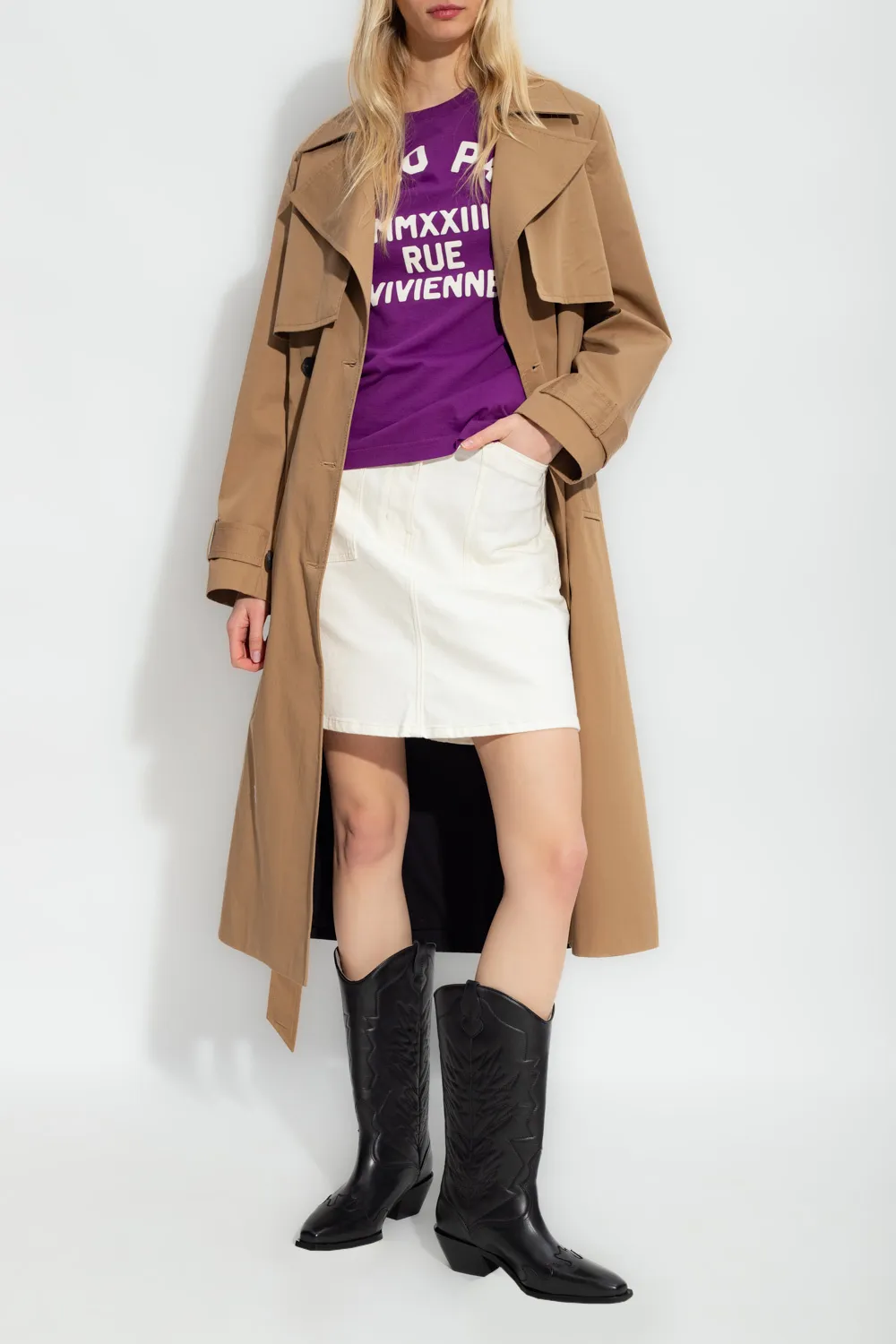 Logo Patch Denim Mini Skirt