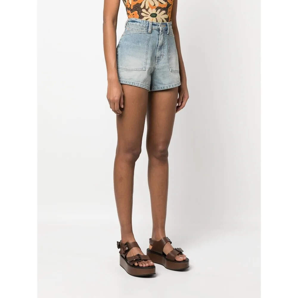 Logo Patch Denim Shorts