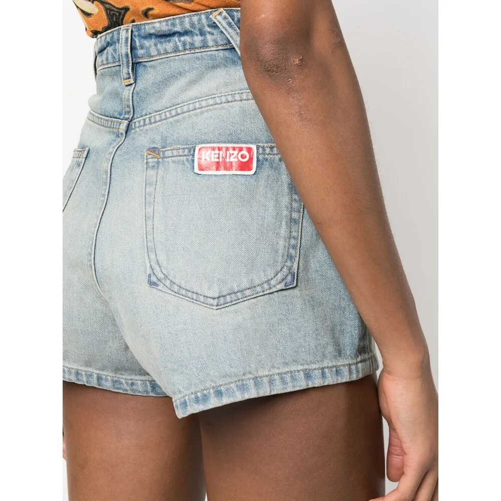 Logo Patch Denim Shorts