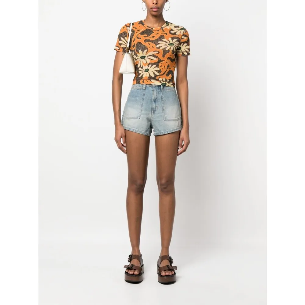 Logo Patch Denim Shorts