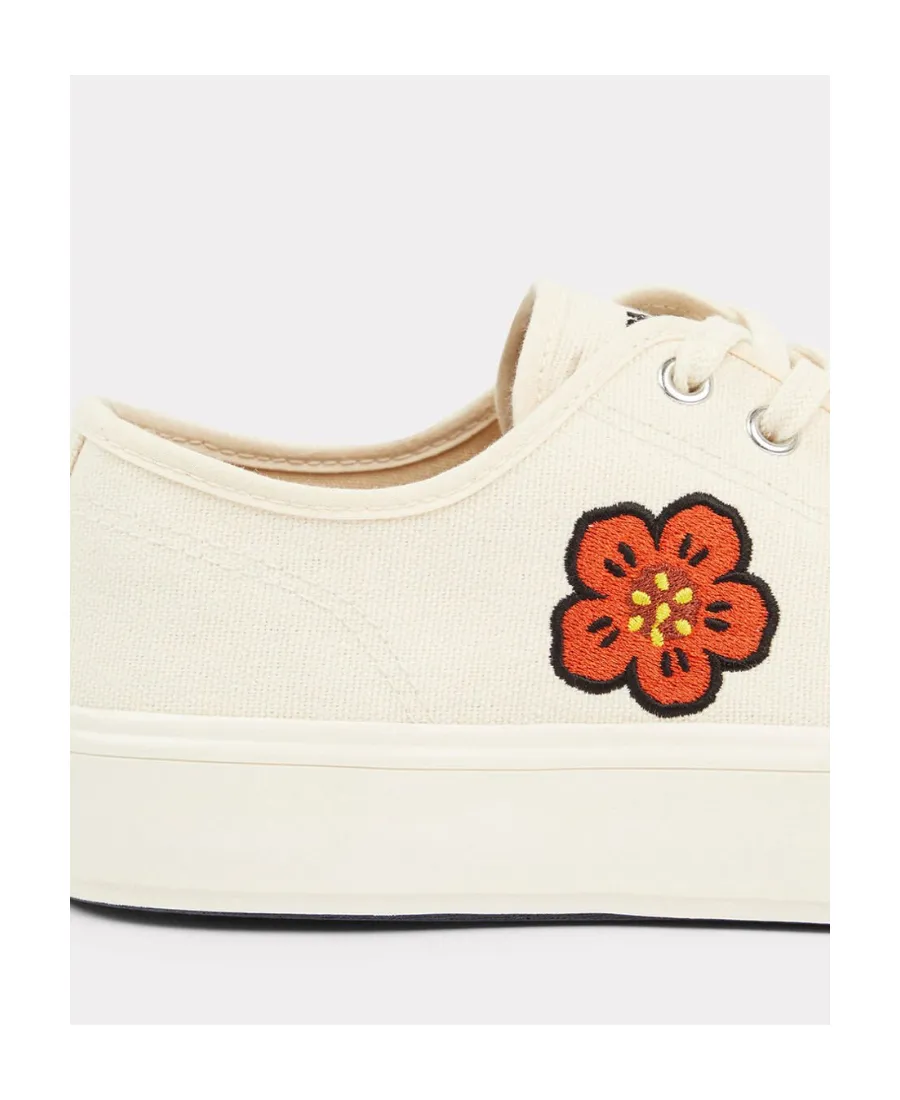 Flower Embroidered Lace-Up Sneakers