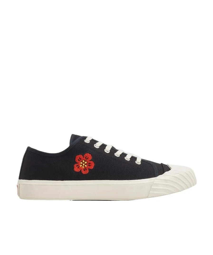 Flower Embroidered Lace-Up Sneakers