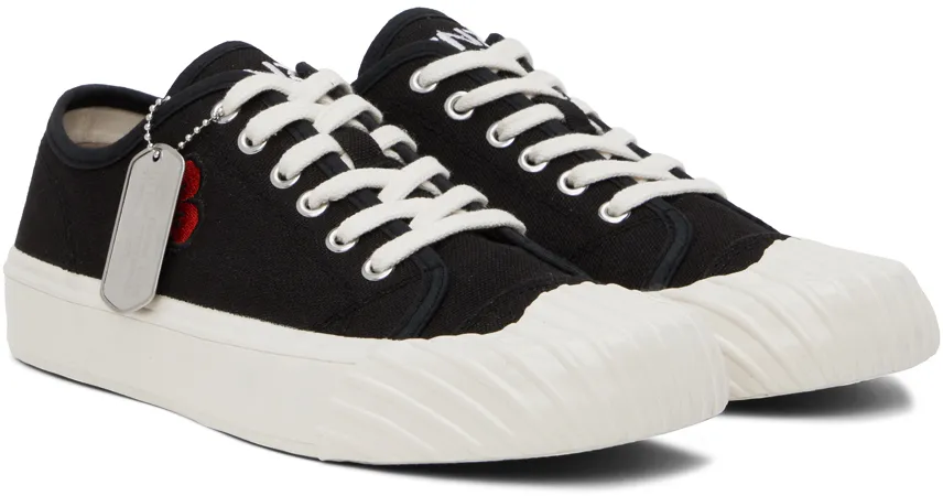 Flower Embroidered Lace-Up Sneakers