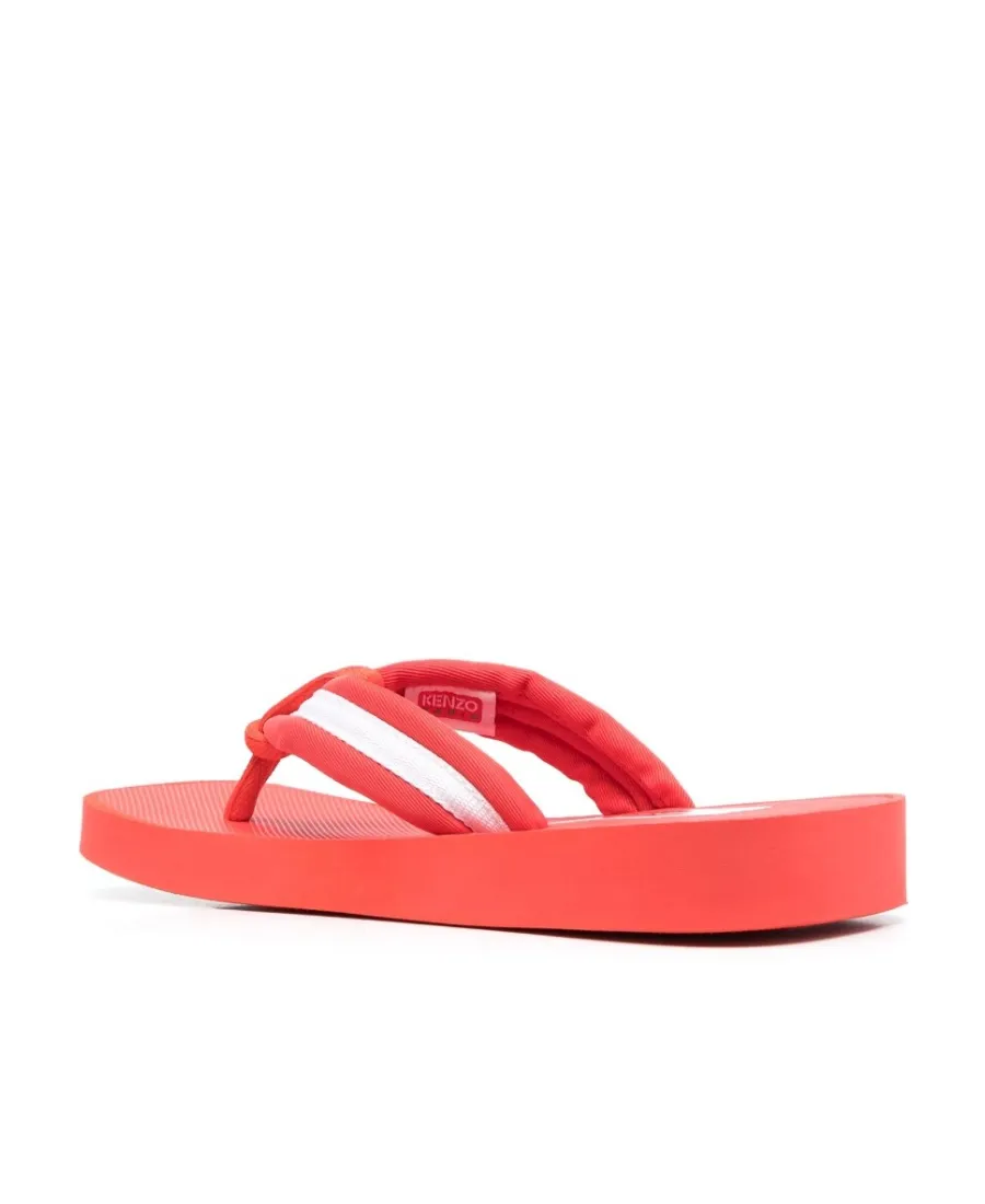 Logo Patch Striped Slip-On Flip Flops