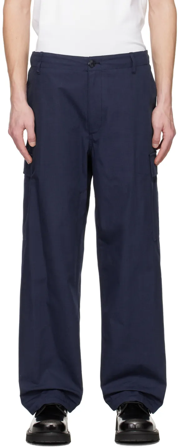 Mid-Rise Straight-Leg Cargo Trousers
