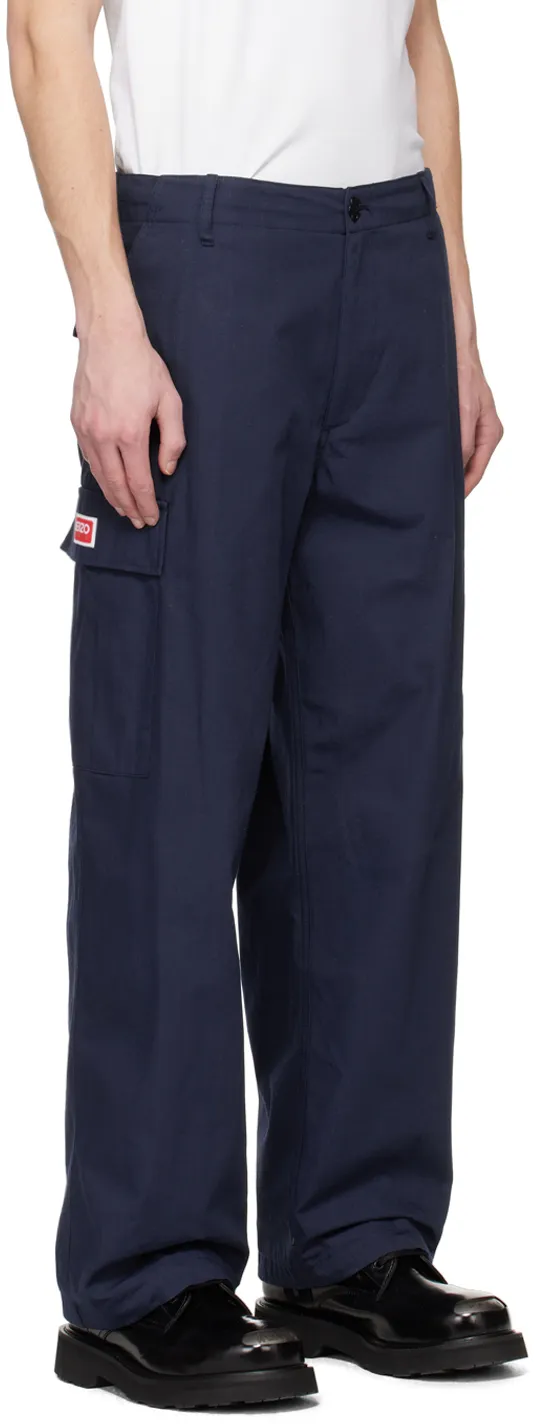 Mid-Rise Straight-Leg Cargo Trousers