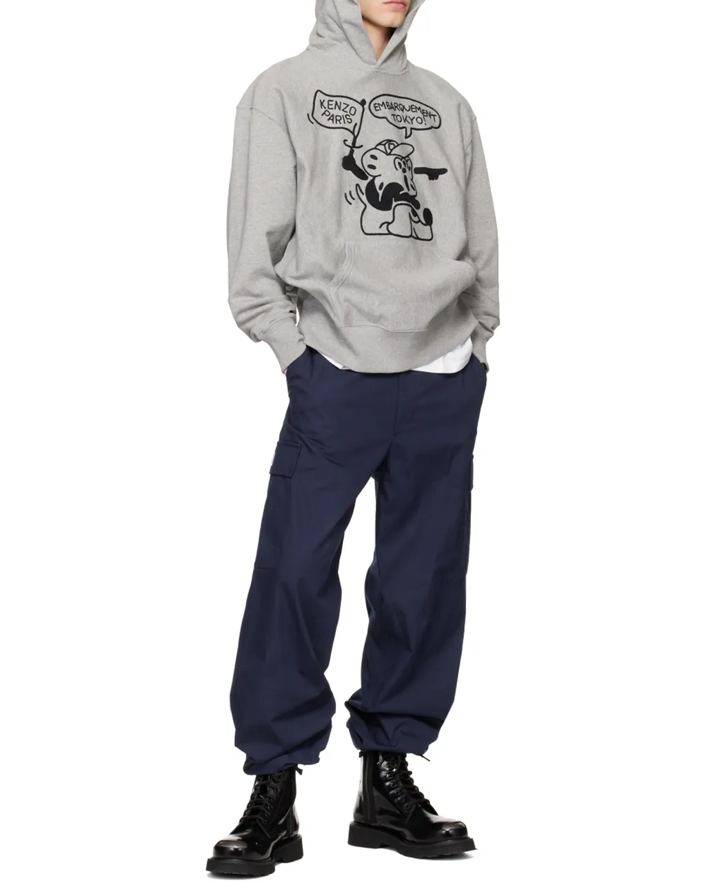 Mid-Rise Straight-Leg Cargo Trousers