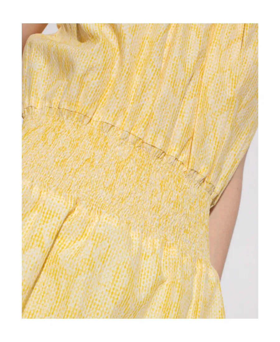 Gingham Snakeskin-Print A-Line Dress