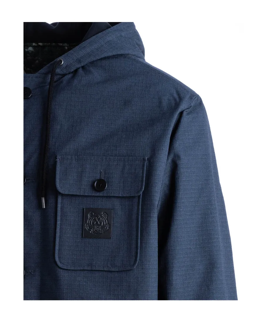 Tiger Head Motif Hooded Coat