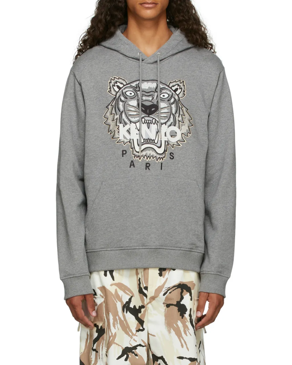 Tiger Embroidered Relaxed Hoodie