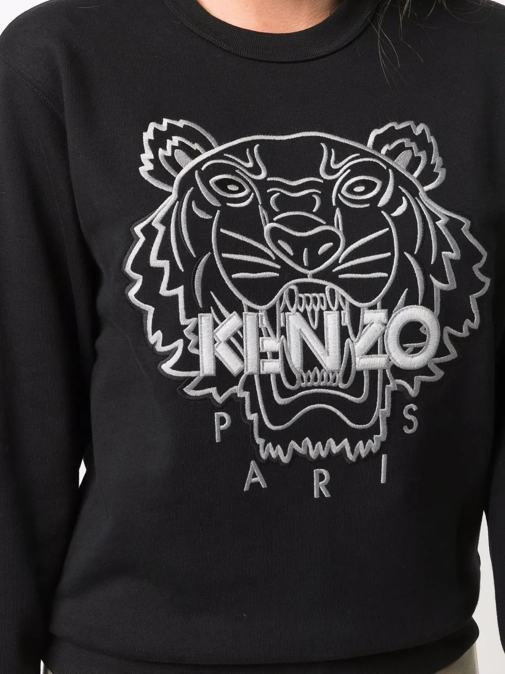 Tiger-Embroidered Crewneck Sweatshirt