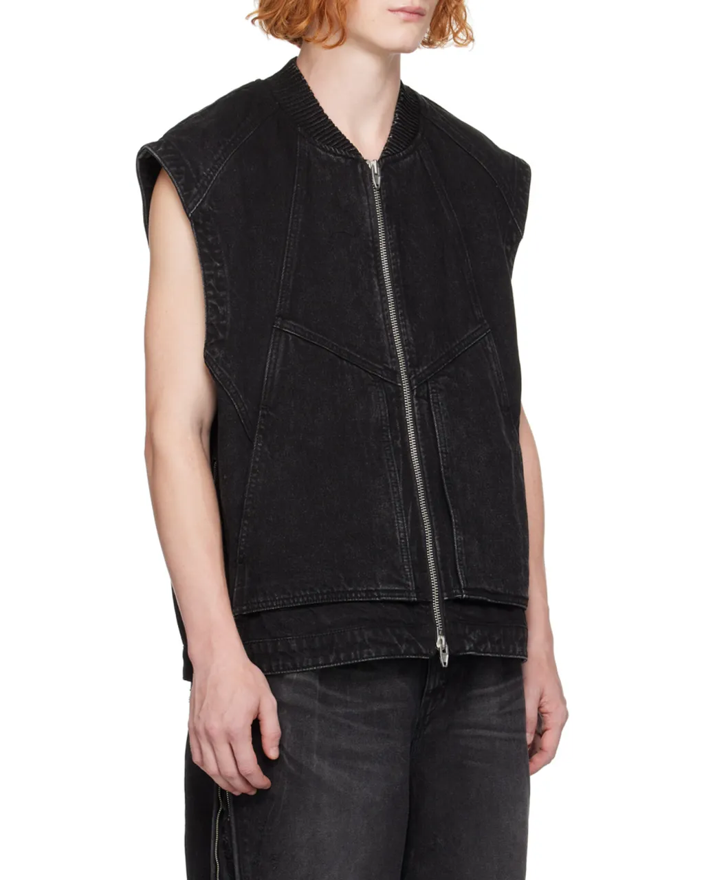 Zippered Denim Vest