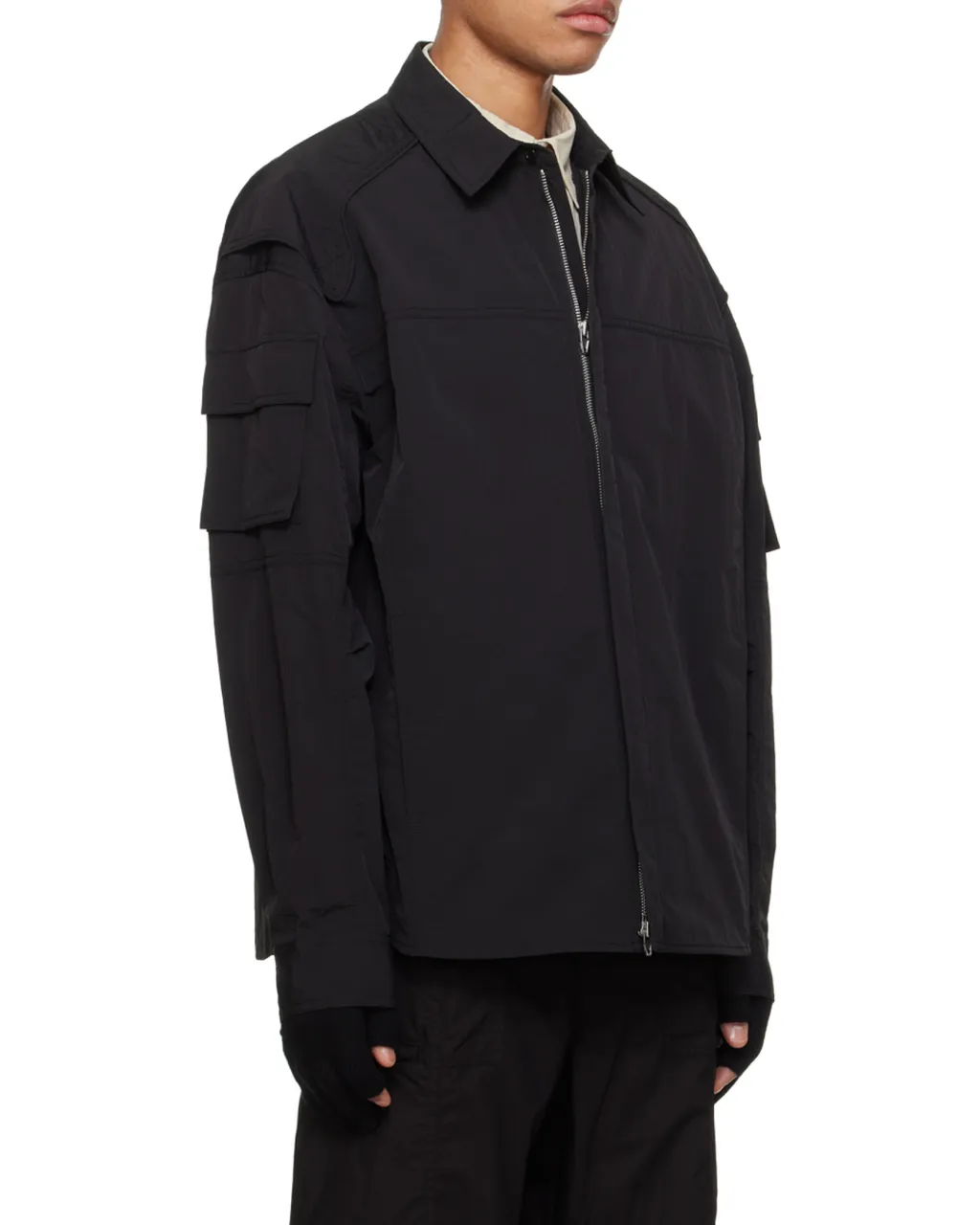 Lapel Curved Hem Shirt