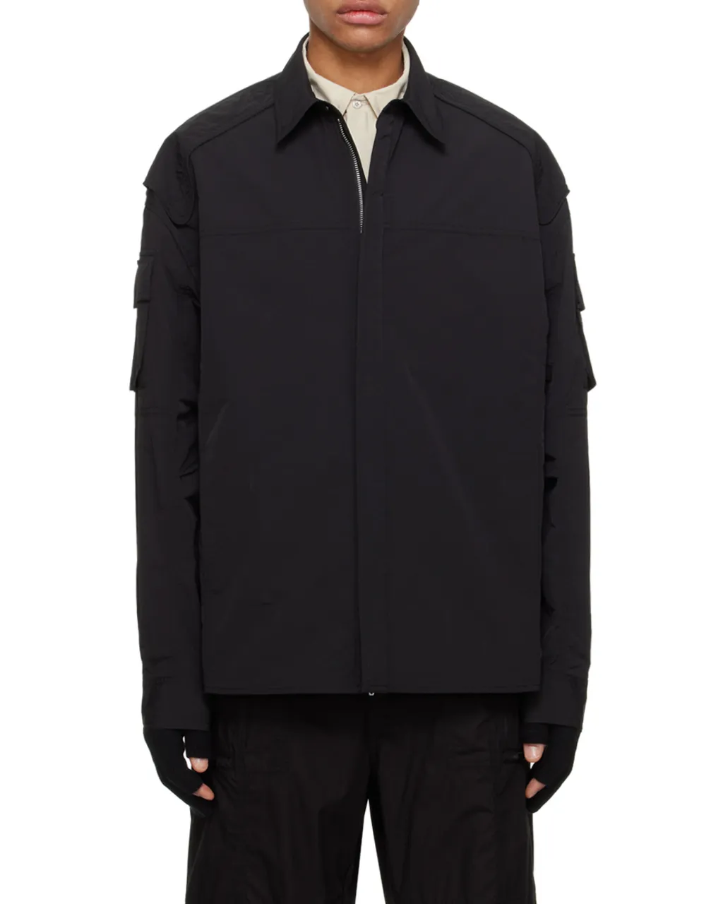 Lapel Curved Hem Shirt