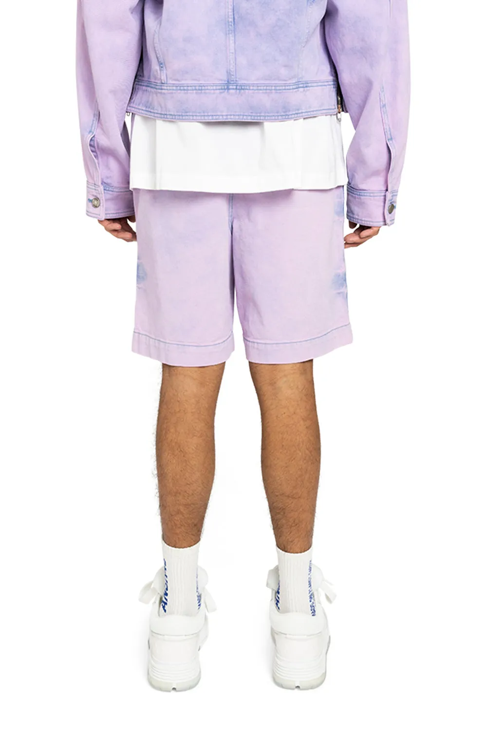 Bleached-Effect Cotton Track Shorts