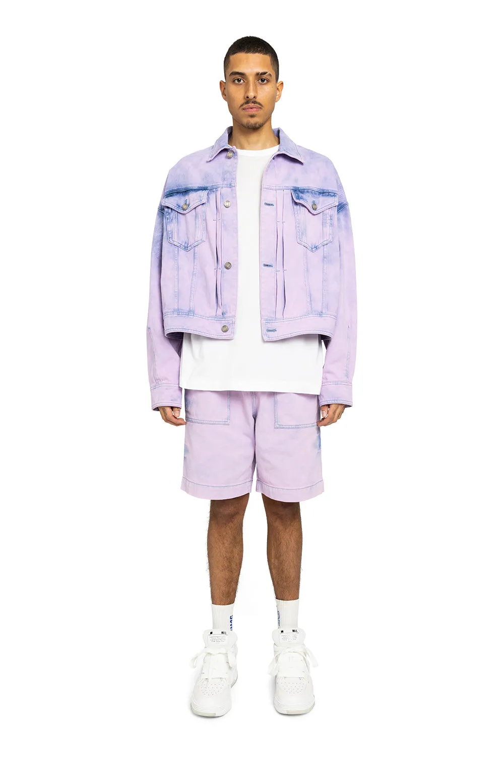 Bleached-Effect Cotton Track Shorts