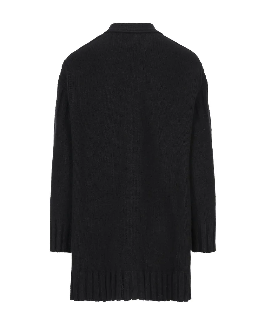 Buttoned V-Neck Long-Sleeved Cardigan