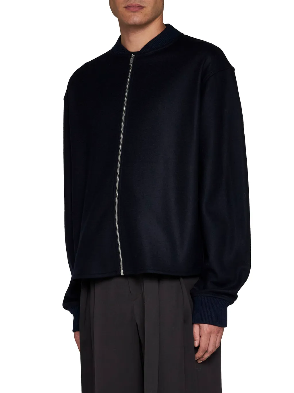 Zip-Up Long-Sleeved Bomber Jacket