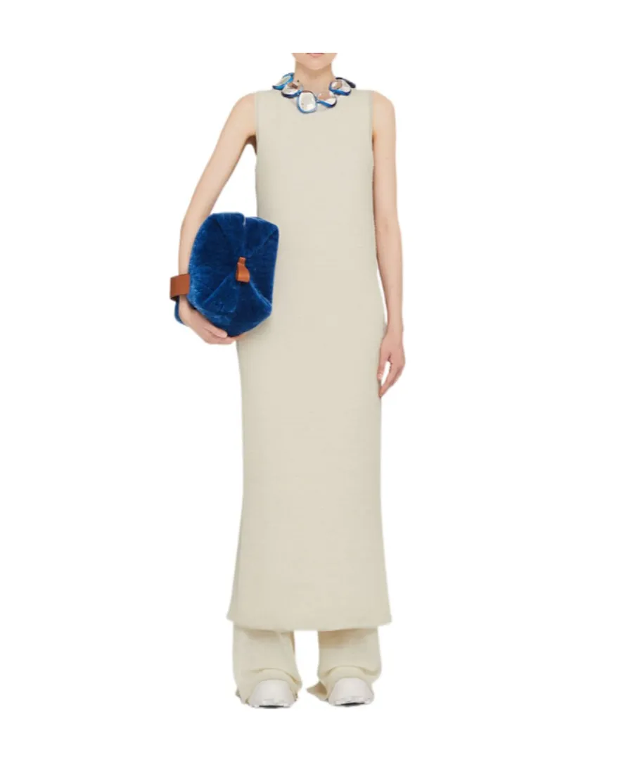 Semi-Sheer Knitted Sleeveless Long Dress
