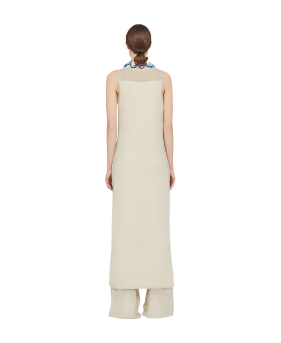 Semi-Sheer Knitted Sleeveless Long Dress