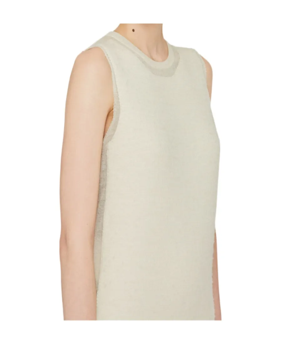 Semi-Sheer Knitted Sleeveless Long Dress
