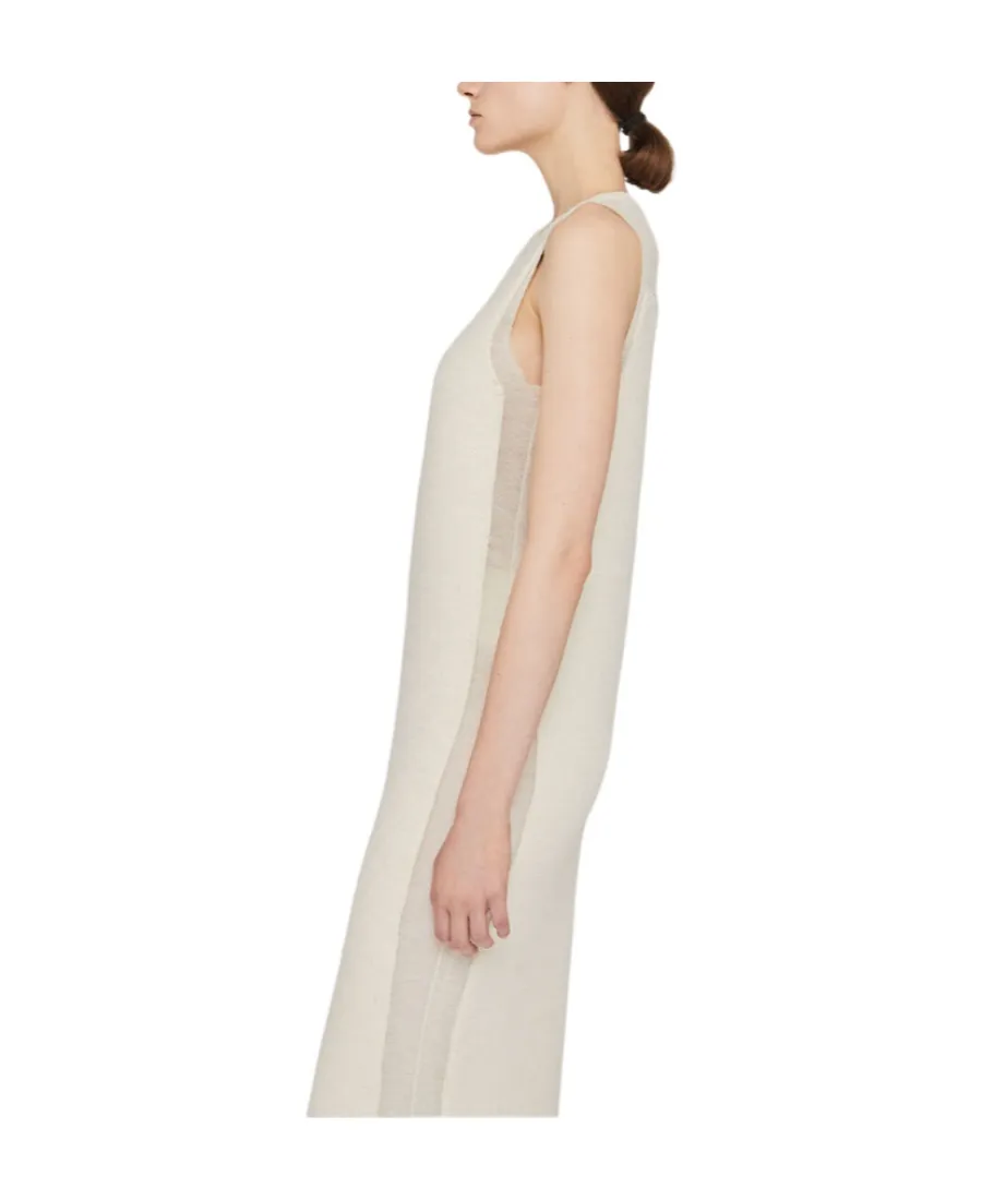 Semi-Sheer Knitted Sleeveless Long Dress
