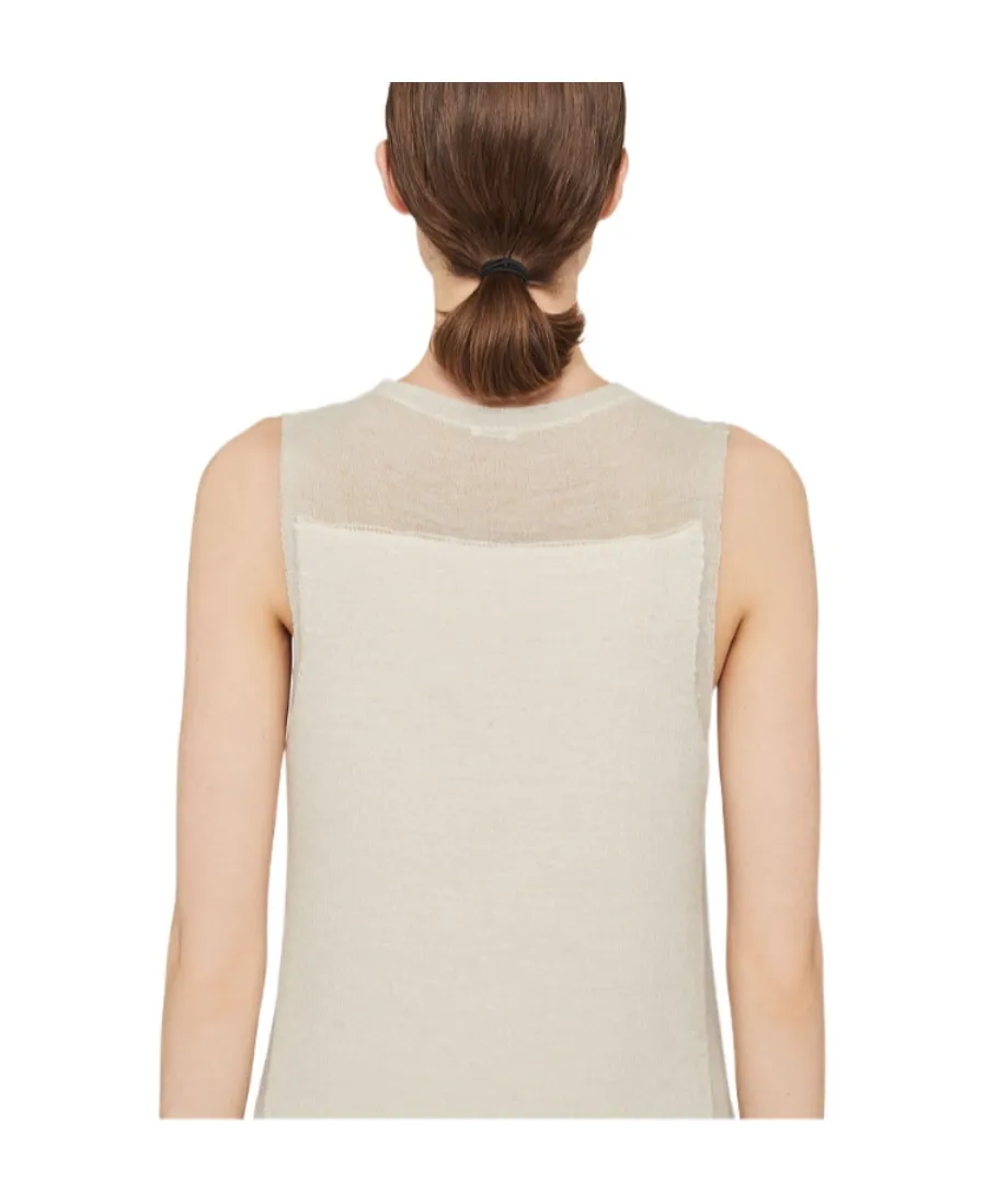 Semi-Sheer Knitted Sleeveless Long Dress