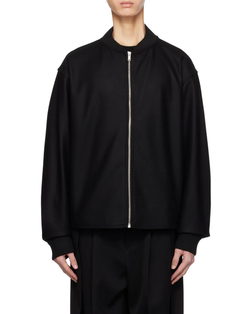 Zip-Up Long-Sleeved Bomber Jacket