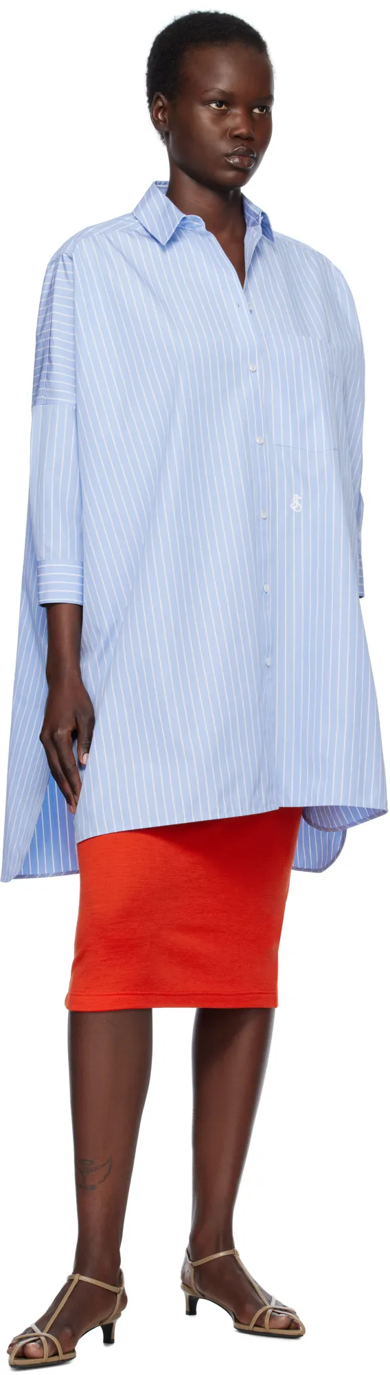 Striped Buttoned Shirt Dress