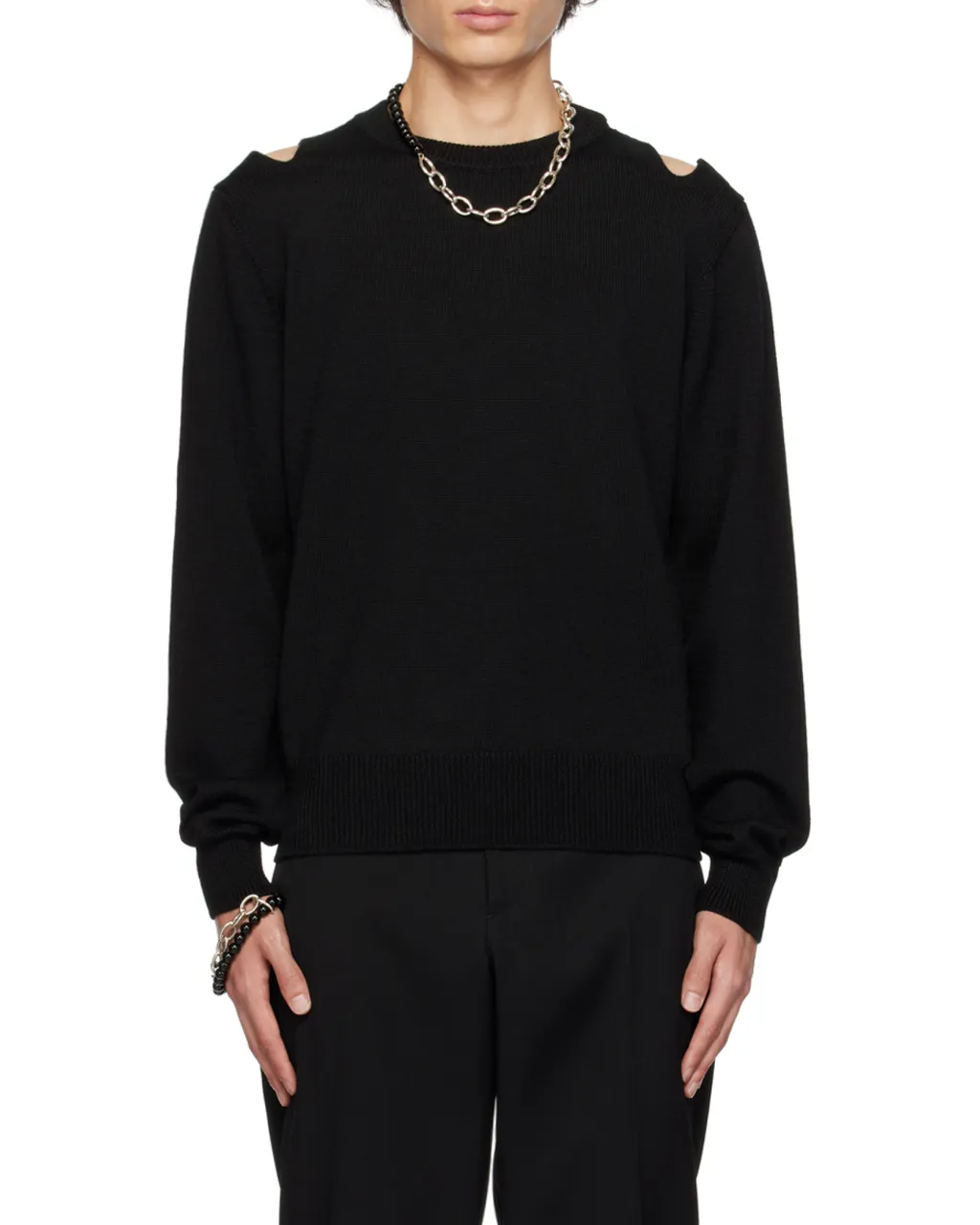 Cut-Out Detailed Crewneck Jumper